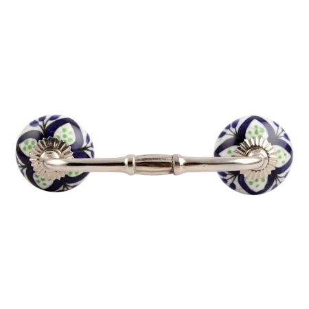 Navy Blue Flower Crackle Ceramic Bridge Handle